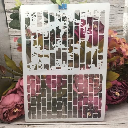 TIAMECH A4 Reusable Brick Bamboo Stencil for Painting - style: Painting
