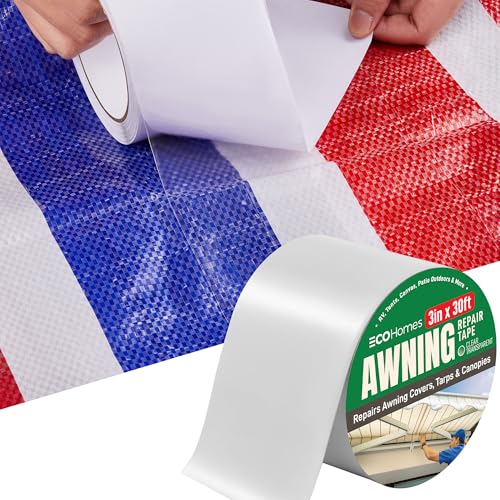 ECOHomes Awning, Tent & Canvas Repair Tape (Transparent, 3 Inch x 30 Feet) - color: Clear Transparent, size: 3 Inch By 30 FT