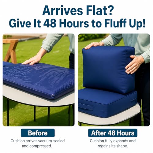 Codi Outdoor Couch Cushion Replacement, 24x24 Deep Seat Patio Cushion, Navy - color: Navy, size: 24x24"