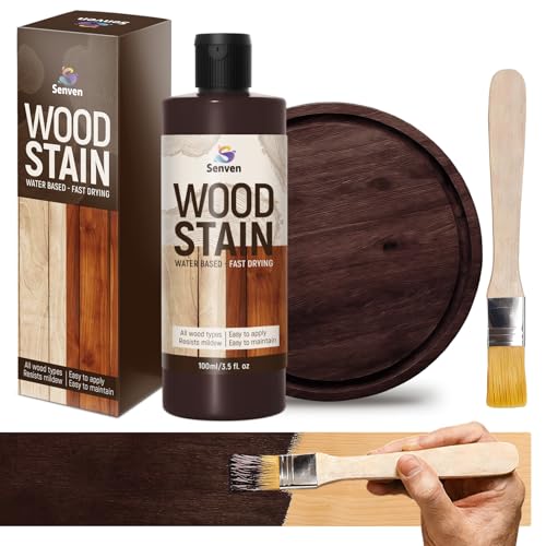 SENVEN Wood Stain, Mahogany Wood Stain, 100ml Woods-Stain for Woods, Furniture, Cabinet, Fast Drying Woods-Stain, Non-Toxic Wood-Stains, Water Based & Low Odor Wood-Stains, Indoor&Outdoor Woods Stains - color: Mahogany, size: 3.5 Fl Oz