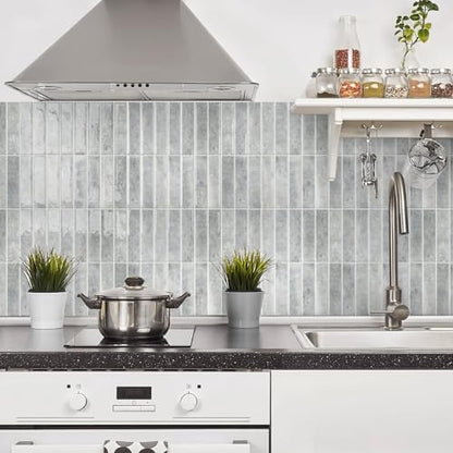 Alwayspon 10 Sheets 12x12inch Grey 3D Vinyl Backsplash Tiles, Self-Adhesive Peel and Stick Wall Tile Stickers Stick on Subway Tiles for Kitchen Bathroom Wall - color: Gray