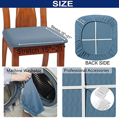BUYUE Dining Room Chair Seat Covers Set of 6, TPU not Mixed, Friendly Jacquard Fabric Stretch Washable Slipcover for Kitchen Seat Cushions, Sky Blue-6PCS - color: Sky Blue, size: 6pcs