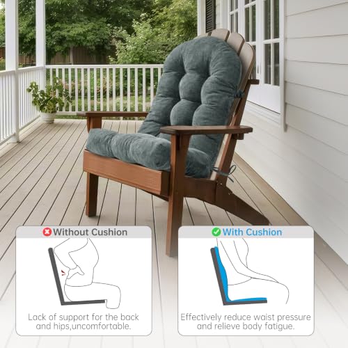 Adirondack Chair Cushion Waterproof Rocking Chair Cushion, Tufted High Back Patio Chair Cushions with Anti-Slip Ties for Rocking Chairs,Adirondack Chair,Patio Furniture (Indoor Dark Gray) - color: Indoor Dark Gray