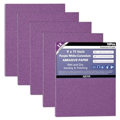 10-Sheet Premium White Corundum Wet Dry 120 Grit Sandpaper - size: 9 x 11 Inch, style: 120 Grit