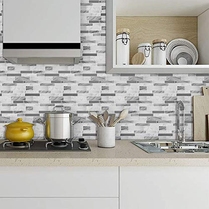 STICKGOO Thicker Design Peel and Stick Tile Backsplash, 12”×12”Stick on Backsplash for Kitchen, Self Adhesive Tile Stickers for Kitchen Backsplash and Bathroom(10 Sheets, Gray) - color: Grey