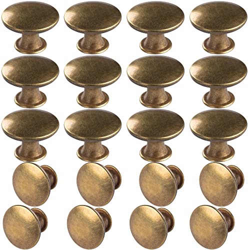 20 Pack Antique Brass Kitchen Cabinet Knobs Round Drawer Pulls - color: Yellow bronze