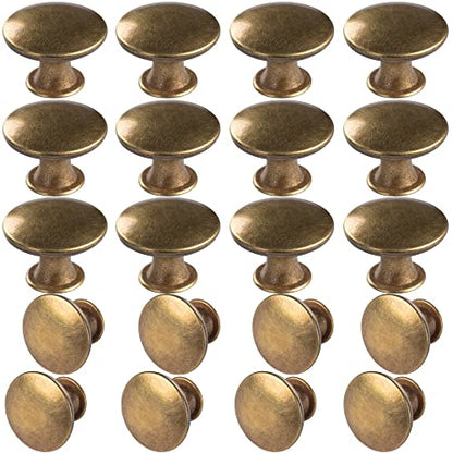 20 Pack Antique Brass Kitchen Cabinet Knobs Round Drawer Pulls - color: Yellow bronze