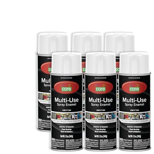 Spray Paint, 12 oz, 6-Pack (Gloss White) – All-Purpose, Indoor & Outdoor, Rust Resistant, for Wood, Metal, Plastic & Masonry - color: Gloss White