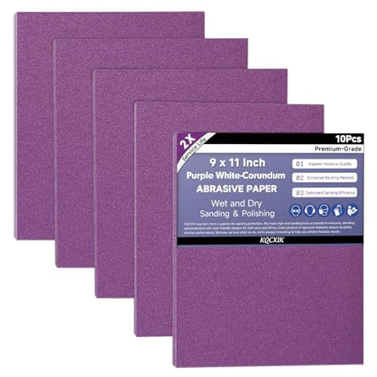 10-Sheet Premium White Corundum Wet Dry 240 Grit Sandpaper - size: 9 x 11 Inch, style: 240 Grit