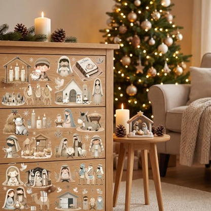 16 Pcs Christmas Nativity Rub on Transfers for Crafts Furniture - color: Nativity