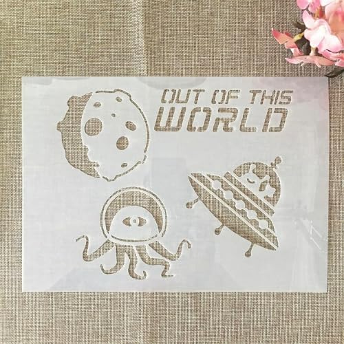 TIAMECH A4 Reusable Alien UFO Meteorite Stencil for Painting - style: Alien UFO Meteorite