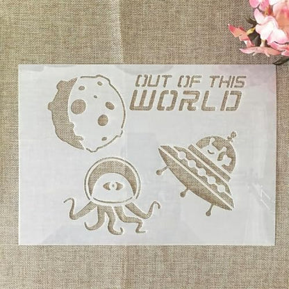 TIAMECH A4 Reusable Alien UFO Meteorite Stencil for Painting - style: Alien UFO Meteorite
