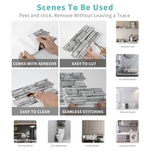24pcs Peel and Stick Backsplash Tile Wall Stickers 9.68x4.72 inch - color: Hzw-xy-htp-101