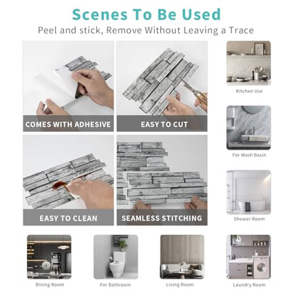 24pcs Peel and Stick Backsplash Tile Wall Stickers 9.68x4.72 inch - color: Hzw-xy-htp-101