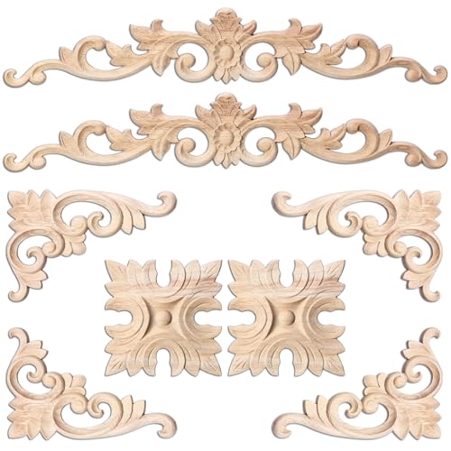 Croblissful 8 Pcs Wood Appliques and Onlays, Classic Style, Large Size - size: Large Size, style: Classic Style
