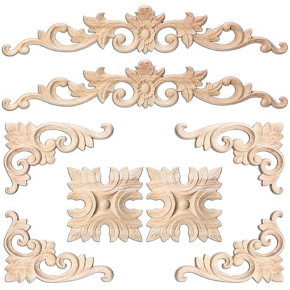 Croblissful 8 Pcs Wood Appliques and Onlays, Classic Style, Large Size - size: Large Size, style: Classic Style