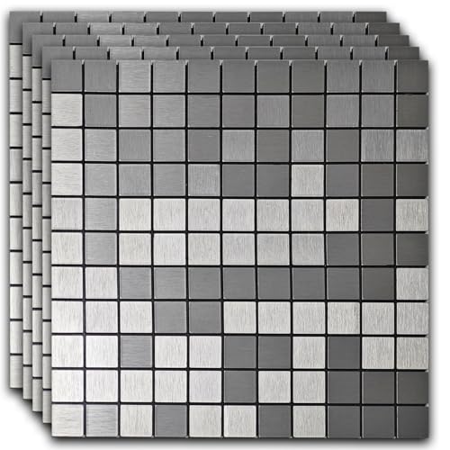 10pcs Waterproof Mosaic Wall Stickers, Silver - color: Silver