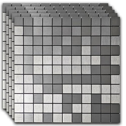 10pcs Waterproof Mosaic Wall Stickers, Silver - color: Silver