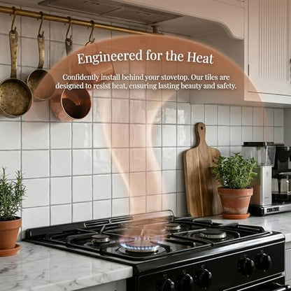 4 Sheets Pure White 6"x6" Peel and Stick Subway Tile Backsplash - color: Pure White, size: 4 Pcs 6" x 6" x 0.05"