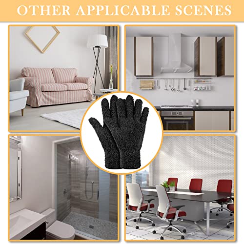 Patelai 3 Pairs Microfiber Dusting Gloves for Plants Leaf, Large - color: Black, size: Large