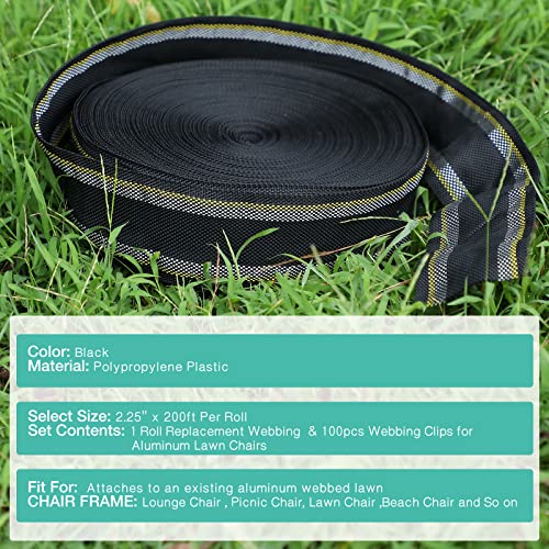 HESTYA 2.25 Inch x 200 ft Lawn Chair Replacement Webbing Kit