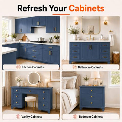 DWIL Cabinet Paint, Water Based Kitchen Cabinet Paint, Furniture Paint, Wood Paint, Low Odor, Fast Drying, Semi-Gloss, 16oz Blue Gray - color: Blue Gray, size: 16 Fl Oz (Pack of 1)