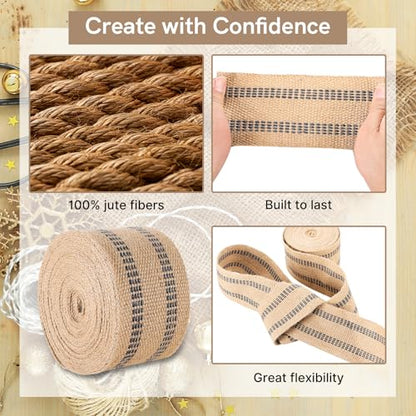 3.5" Craft Jute Webbing Tape - color: Black and Brown, size: 3.5" x 10 Yards