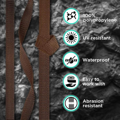 TECEUM Webbing Strap, 3/4" to 2", 10-50 Yds, Multi-Color Heavy Duty Tape - color: Brown, size: 2"- 10 yards