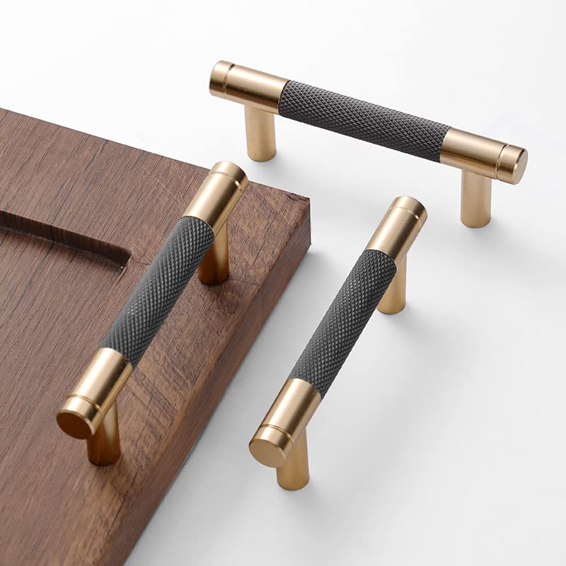 24 Pack 3 Inch 76 mm Bar Cabinet Pulls Gold and Grey Knurled Handles for Brushed Gold Drawer Pulls Cupboard Aluminum Handles - color: Gold and Grey, size: 3 Inch