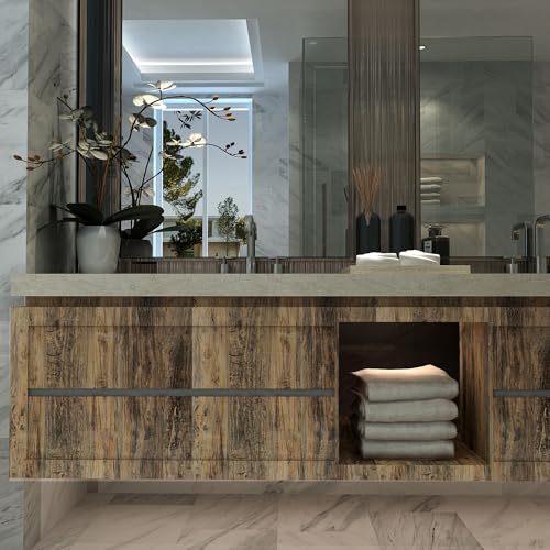 3yecao Extra Wide Thick Brown/Grey Distressed Wood Wallpaper Peel and Stick - color: Brown, size: 31" x 354"