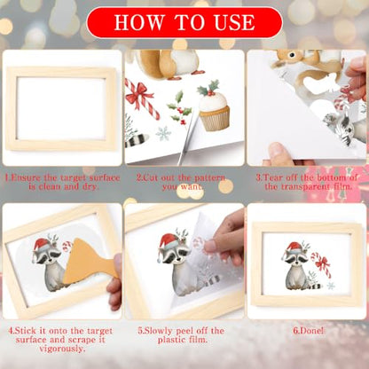 Christmas Rub on Transfers for Ctrafts Furniture, 12 Pcs Transfer Decals - style: Cute Animal