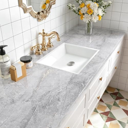 Decotalk Grey Countertop Contact Paper Marble Counter Vinyl Wrap 24x120in - size: 24" x 120"