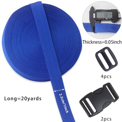 Royal Blue 1 inch Webbing Strap Kit for DIY Crafts-Backpacks-20yds - color: Royal Blue