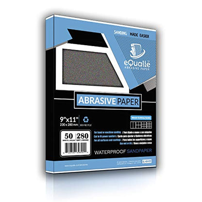 Sandpaper Grit 280, 9x11 inch, 50 Sheets