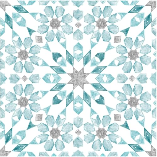 FloorPops FP2949 Radiance Peel & Stick Floor Tiles, Blue (Pack of 6) - size: 12"L x 12"W x 0.06"T (Pack of 6)
