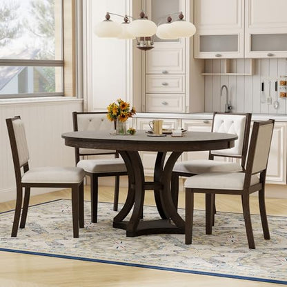 Dining Chair and Extendable Table Set, 5-Piece, Espresso Wood - color: Espresso