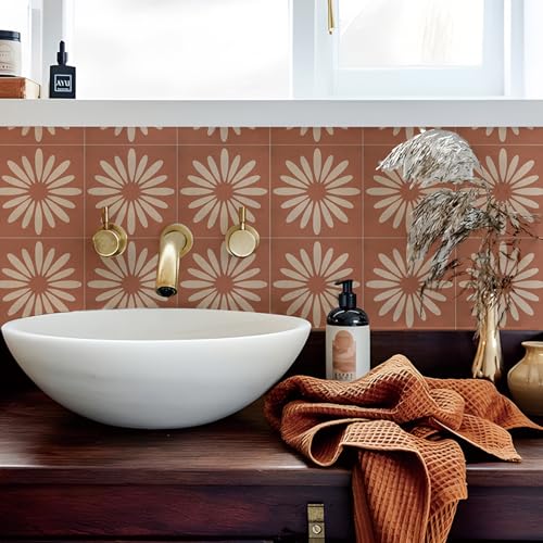 7.87×7.87in-10pcs Bohemian Wall Sticker Peel and Stick Floor Tile Self-Adhesive Kitchen Bathroom Waterproof Wear-Resistant Home Renter Decor - size: 7.87"×7.87"-10 pcs