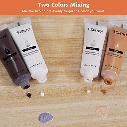 SEISSO Wood Furniture Repair Kit, 12 Colors Wood Fillers with White Putty - color: 12 + 1 Colors
