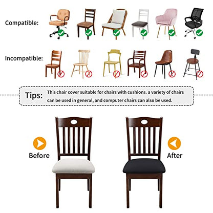 Fuloon Dining Chair Seat Covers Stretch Slipcovers, 6 Pack, Black - color: Black, size: Not Waterproof