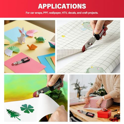 Gomake Vinyl Backing Cutter Bodyguard Vinyl Wrap Cutting Knife, Hidden Blade Wrapping Paper Roll Cutter Vinyl Cutter for Car Tinting and Backing Paper Cutter with 10 Titanium Coated Blades