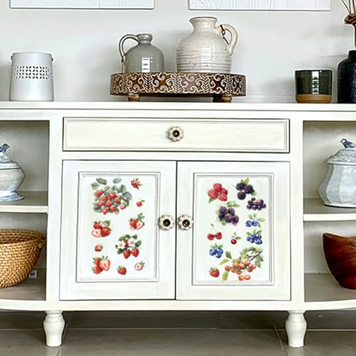 OLYCRAFT 3pcs/Set Berries Rub on Transfers for Furniture and Crafts 6x12 Inch Strawberry Furniture Decals Transfer Stickers Blueberry Rub on Decal with 1pc Scraper for Wood Furniture Home Decoration - style: Berries