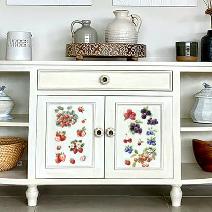 OLYCRAFT 3pcs/Set Berries Rub on Transfers for Furniture and Crafts 6x12 Inch Strawberry Furniture Decals Transfer Stickers Blueberry Rub on Decal with 1pc Scraper for Wood Furniture Home Decoration - style: Berries