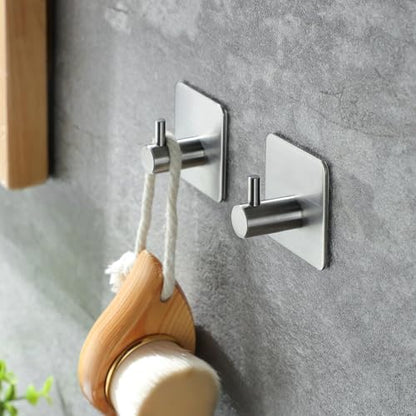 Taozun Towel Bar - 24 Inch Towel Holder with 2 Packs Adhesive Hooks - color: Silver, size: 24-inch