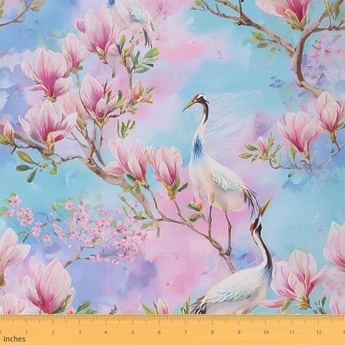 Feelyou Cherry Flowers Fabric By The Yard Decorative - color: Multi 23, size: 1 Yard