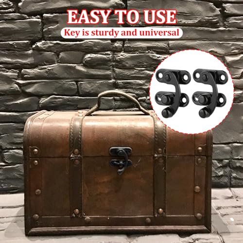 2pcs Antique Hook Hasp Latch Vintage Style Left Right Toggle Hasp Hook Black Zinc Alloy Hook Latch with Mounting Screws for Jewelry Box Cabinet Toolbox Suitcase