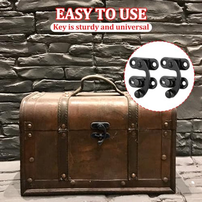 2pcs Antique Hook Hasp Latch Vintage Style Left Right Toggle Hasp Hook Black Zinc Alloy Hook Latch with Mounting Screws for Jewelry Box Cabinet Toolbox Suitcase