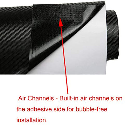 LZLRUN 3D Black Carbon Fiber Car Vinyl Wrap Self-Adhesive Film 1ft x 5ft - color: Black, size: 1ft x 5ft