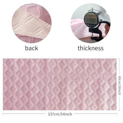 ONEART | Solid Plaid Embossed Faux Leather Fabric, 16"×54" Soft Durable Synthetic Pleather for Wallets Handbag Sewing Projects-Pink - color: Pink