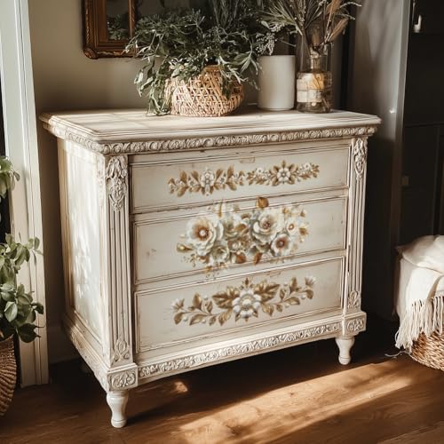 OLYCRAFT 3Pcs/Set 3D Flower Rub on Transfers for Furniture and Crafts - style: 3D Embossed Pearl