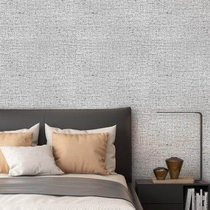 Gray Grasscloth Peel and Stick Wallpaper Textured 15.7in x 118.1in - color: Gray, size: 15.7" x 118.1"